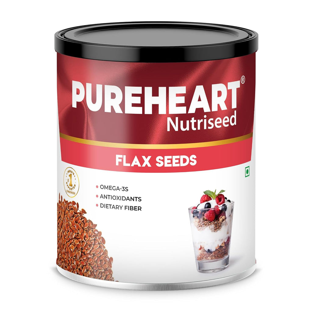 Pureheart Premium Raw Flax Seeds for Eating  - Alsi Seeds for Hair Growth, Heart Health & Digestion, Rich in Omega 3 Fatty Acids, Magnesium, Iron, Dietary Fibre, Protein