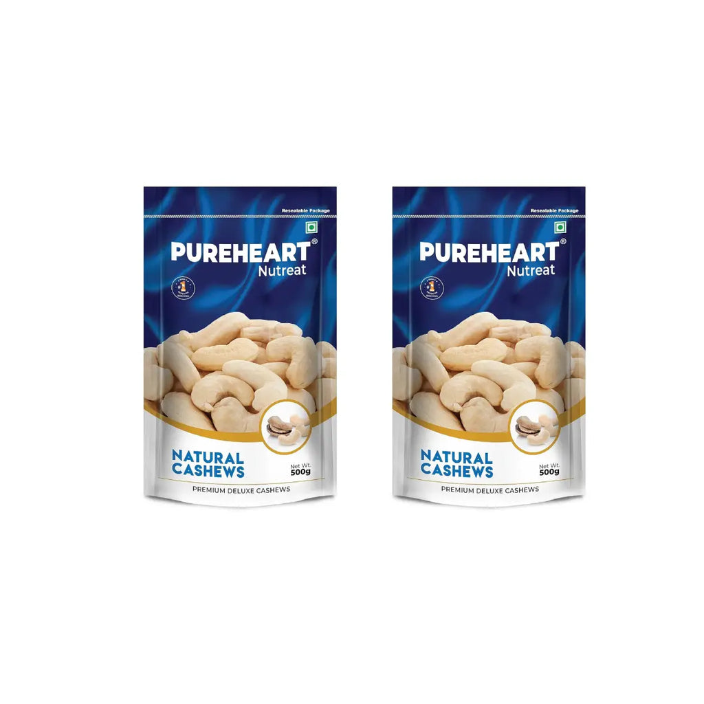 PUREHEART Nutreat Natural Cashews  Premium Whole Crunchy & Delicious Cashewnuts/Kaju/Dry Fruit
