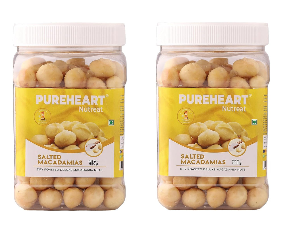 Pureheart Salted Macadamia Premium Roasted Australian Macadamia Nuts, Rich in Antioxidants - Whole, Exotic, and Crunchy Dry Fruits, Ideal Snacks, No Additives