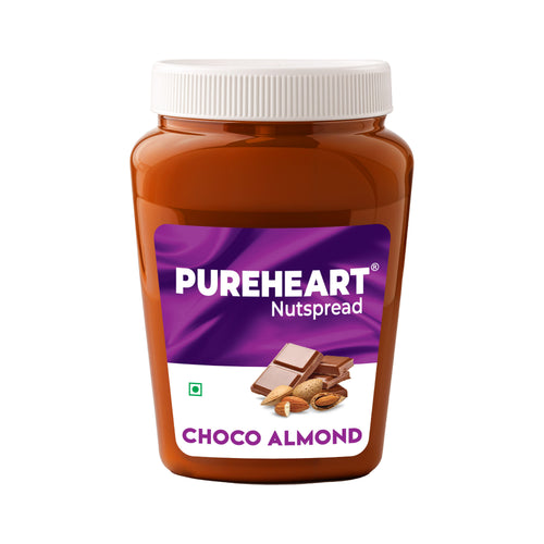 PUREHEART Choco Almond Nut Spread 350gm with Water Sipper Bottle or DOMS Stationary Kit | Chocolate Almond Creamy, Smooth & Nutty | Rich in Roasted Nuts | Healthy Breakfast Spread for Kids & Family | No. 1 Exporter of Roasted Nuts