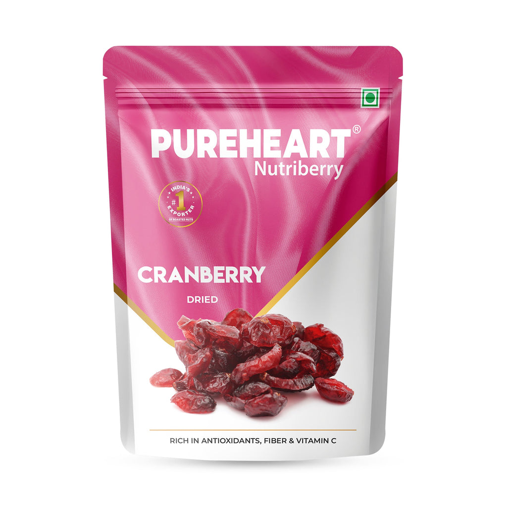 Pureheart Dried Cranberries  | Naturally Sweet & Tangy Cranberry Dry Fruit | Healthy Snack, Antioxidant Rich, High Fiber Superfood | Cranberry for Salad, Baking & Trail Mix