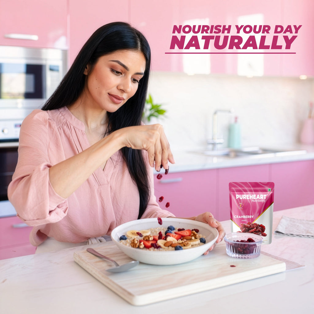Pureheart Dried Cranberries  | Naturally Sweet & Tangy Cranberry Dry Fruit | Healthy Snack, Antioxidant Rich, High Fiber Superfood | Cranberry for Salad, Baking & Trail Mix
