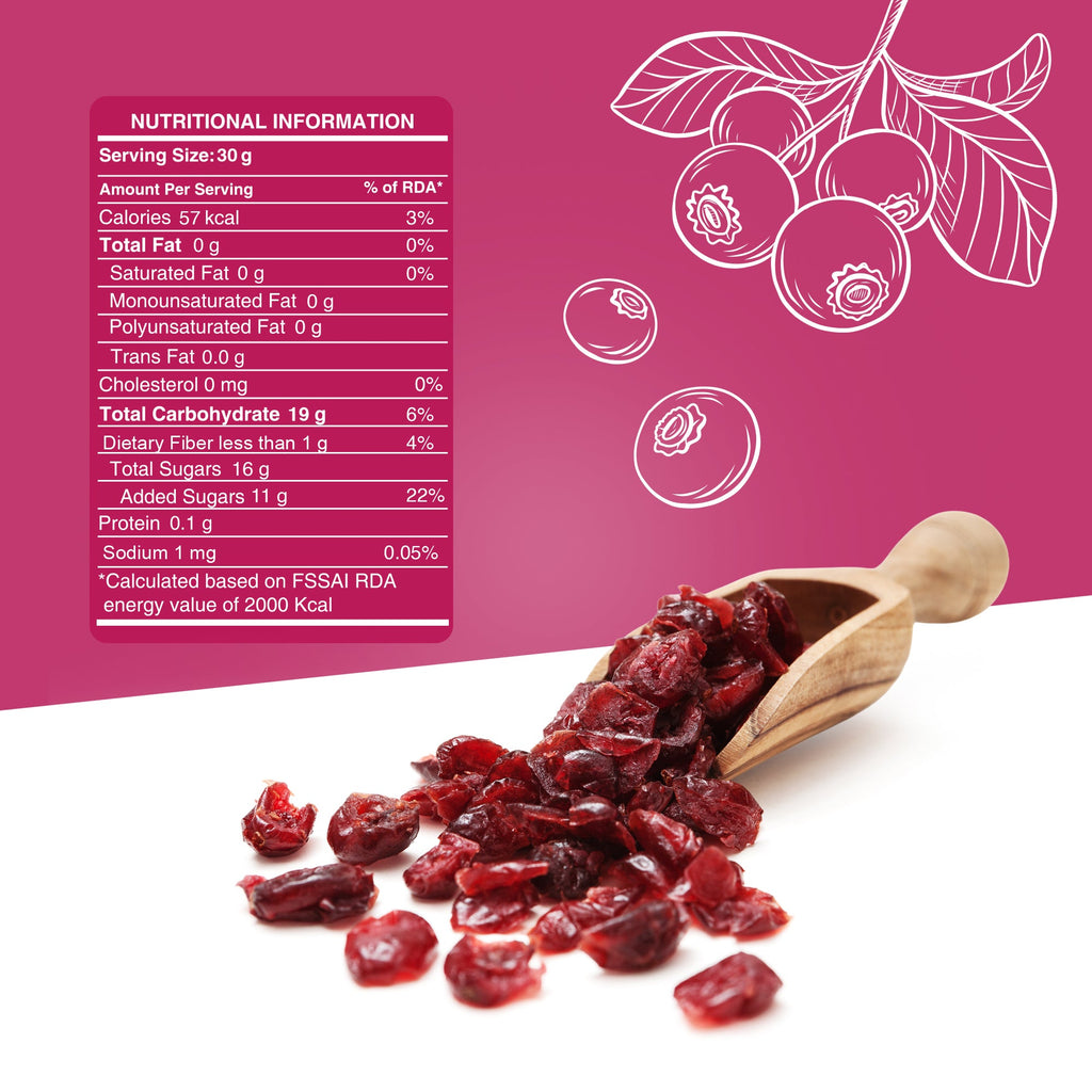 Pureheart Dried Cranberries  | Naturally Sweet & Tangy Cranberry Dry Fruit | Healthy Snack, Antioxidant Rich, High Fiber Superfood | Cranberry for Salad, Baking & Trail Mix