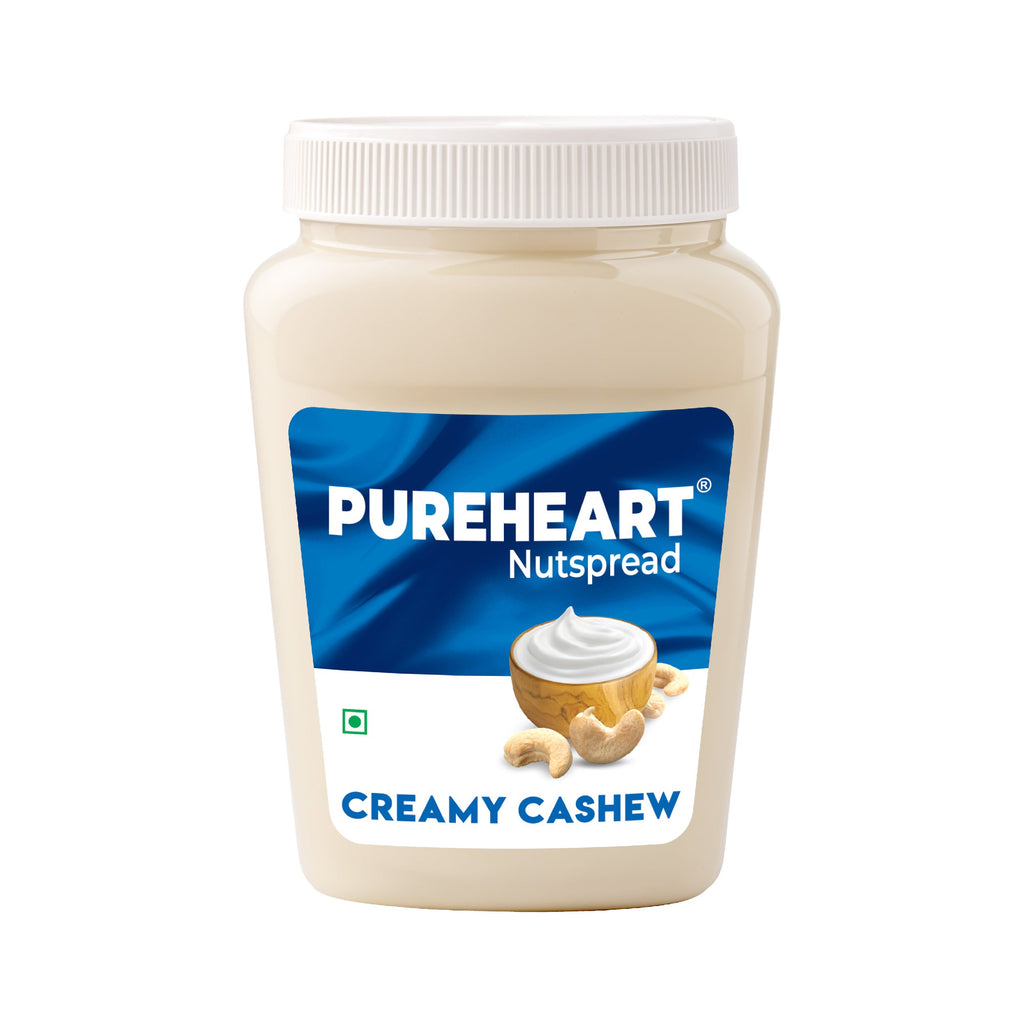 PUREHEART Nut Spread Creamy Cashew 350gm Water Sipper Bottle or DOMS Stationary Kit | Nutty and Smooth Cashew Spread for Breakfast - No. 1 Exporter of Roasted Nuts