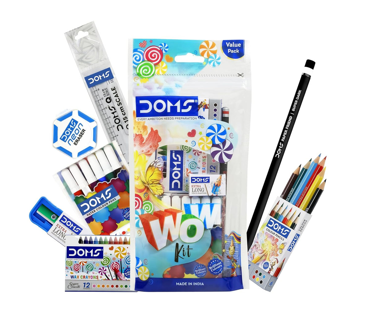 Pureheart Nut Spread Combo (5 Flavours) | Back to School Offer with FREE DOMS Kit, - Pencil, Color pencils, Crayons, Sketch , Sharpener  , Eraser, Scale  Time Table & Name Slip