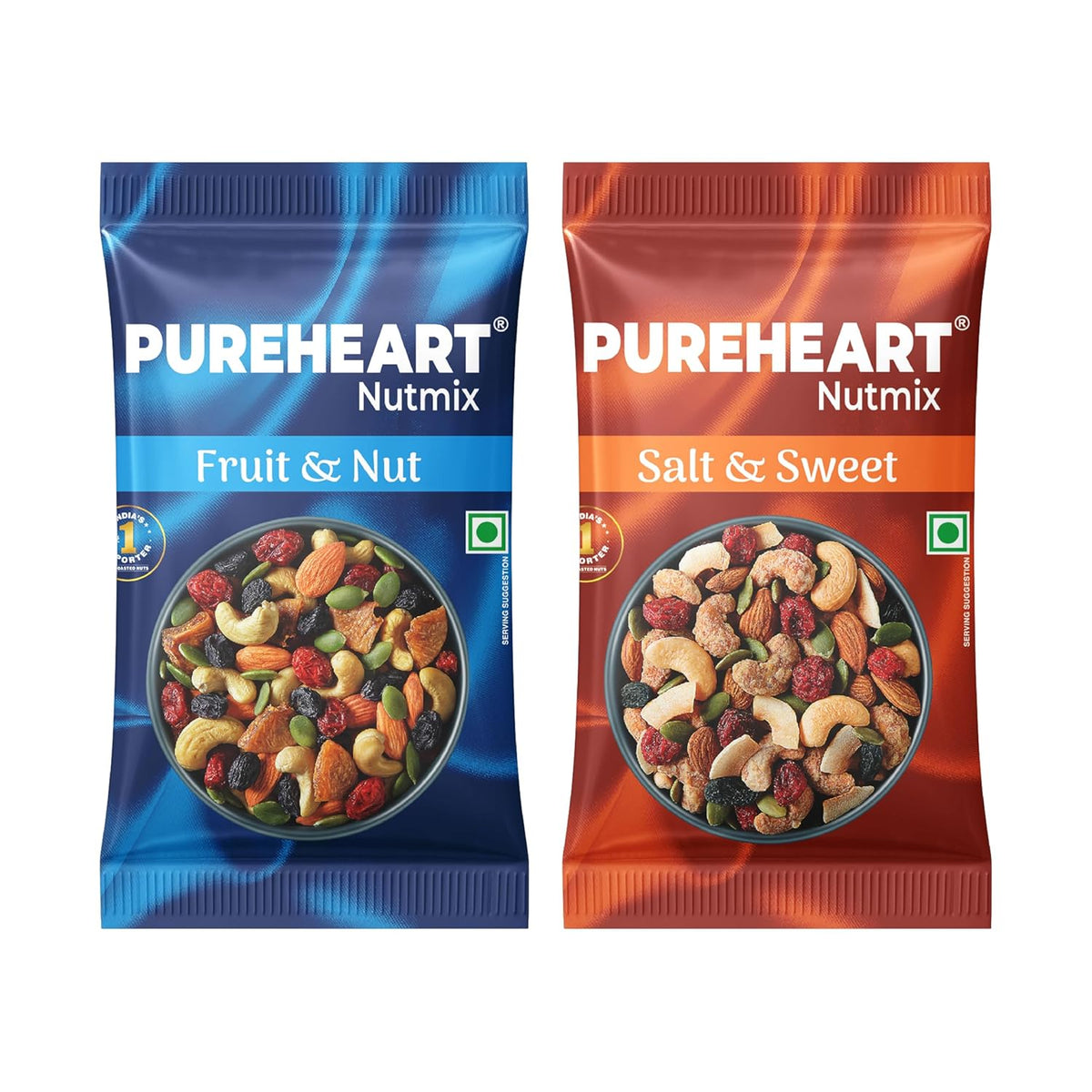 Pureheart Nutmix Combo Natural Fruit & Nuts and Salt & Sweet Dry Fruits (25 gm each) - Delicious and Crunchy Mix Nuts