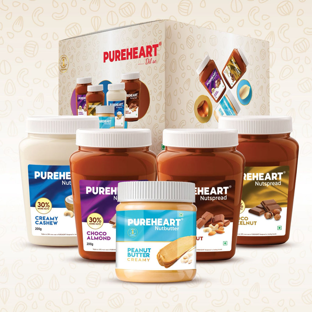 Pureheart Nut Spread Combo (5 Flavours) | Back to School Offer with FREE DOMS Kit, - Pencil, Color pencils, Crayons, Sketch , Sharpener  , Eraser, Scale  Time Table & Name Slip