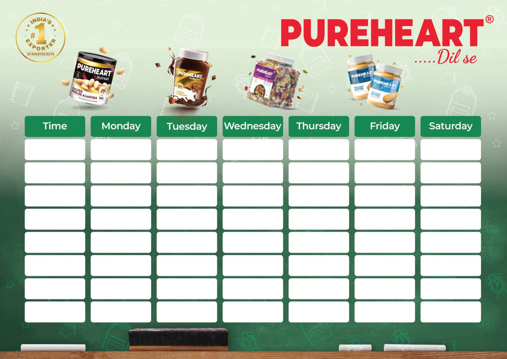 Pureheart Nut Spread Combo (5 Flavours) | Back to School Offer with FREE Lunch Box, Time Table & Name Slip