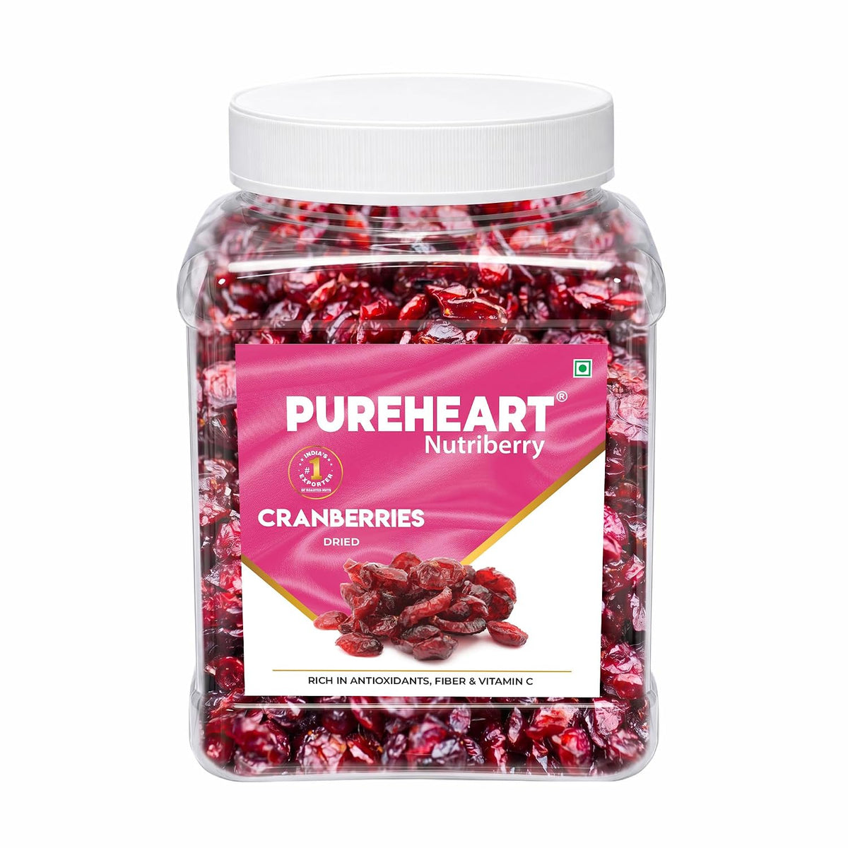 Pureheart Dried Cranberries  | Naturally Sweet & Tangy Cranberry Dry Fruit | Healthy Snack, Antioxidant Rich, High Fiber Superfood | Cranberry for Salad, Baking & Trail Mix