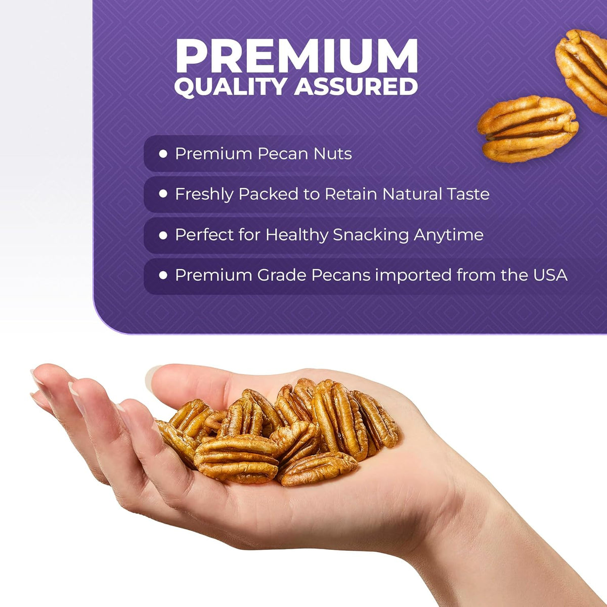 Pureheart Premium Pecan Nuts 180g | Premium Natural Pecans | Healthy Dry Fruits Snack | Rich in Protein, Fibre & Antioxidants | Ideal for Snacking & Baking