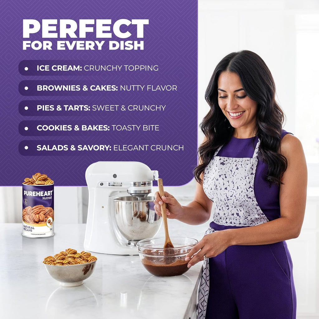 Pureheart Premium Pecan Nuts 180g | Premium Natural Pecans | Healthy Dry Fruits Snack | Rich in Protein, Fibre & Antioxidants | Ideal for Snacking & Baking