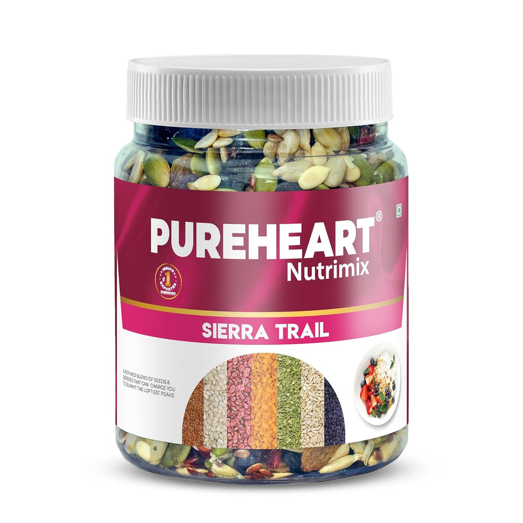 Pureheart Sierra Trail Mix | High-Fiber Seed & Berry Blend | Pumpkin, Sunflower, Flax Seeds with Cranberry & Raisins | Natural Superfood Snack for Digestion
