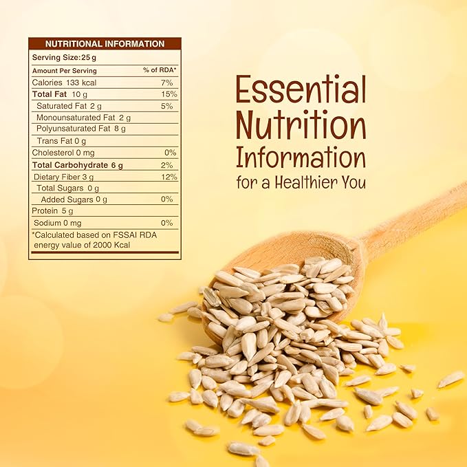 Pureheart Premium Raw Sunflower Seeds for Eating - Protein, Fibre and Antioxidants Rich Superfood for Heart Health, Immune Support, Healthy Diet Snack for Skin